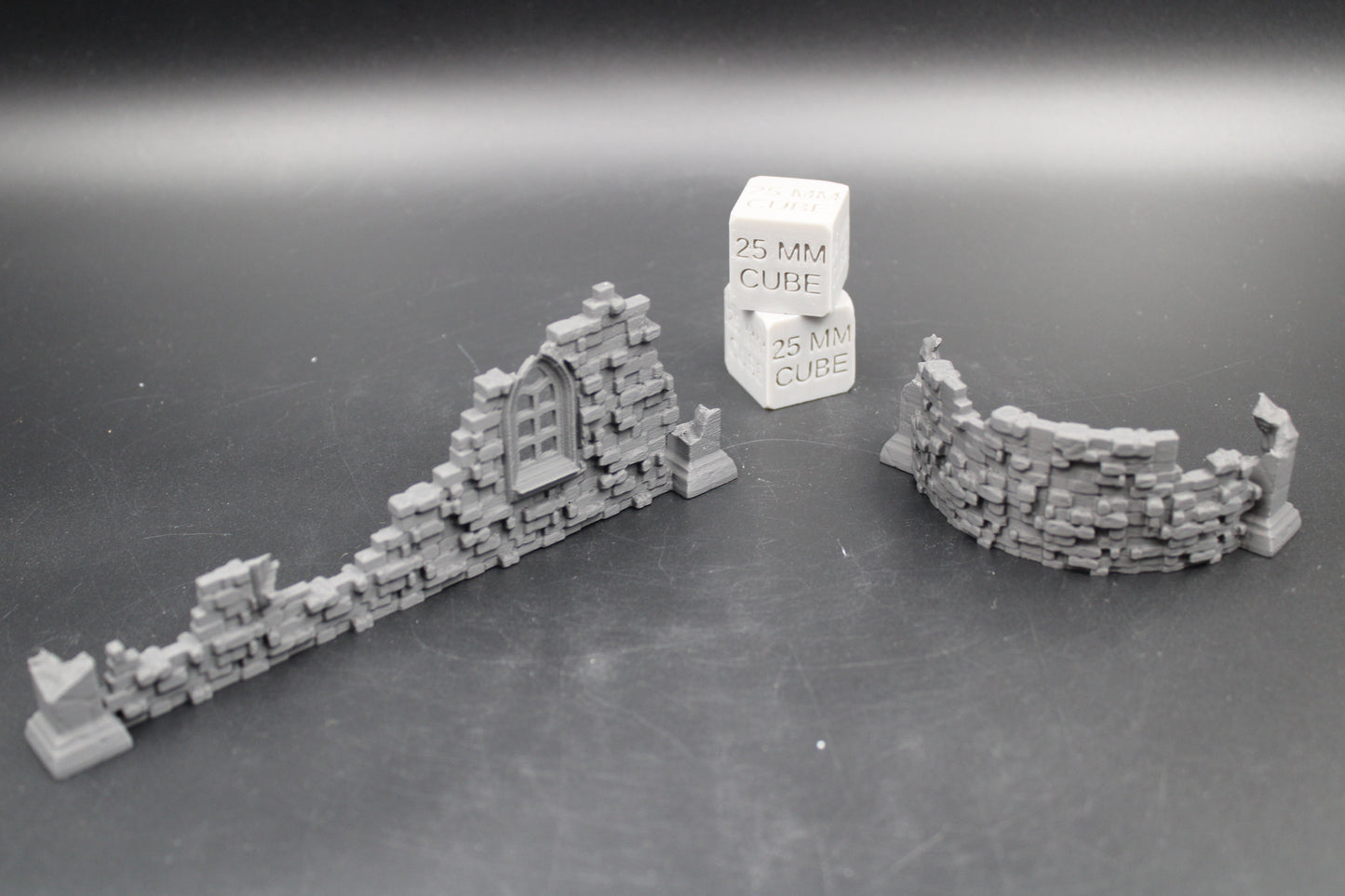 Tabletop Terrain Scatter Ruin Walls Straight Curve Pair Dnd RPG wargame skirmish 28-32mm