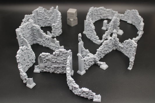 Tabletop Terrain Scatter Ruin Walls Set E Dnd RPG wargame skirmish 28-32mm