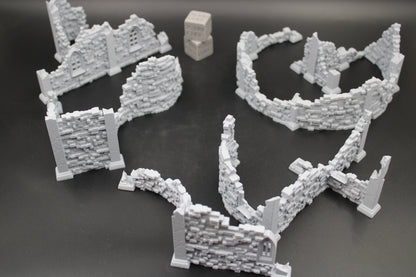 Tabletop Terrain Scatter Ruin Walls Set E Dnd RPG wargame skirmish 28-32mm