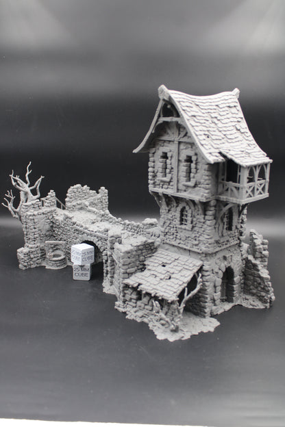Tabletop Terrain Fantasy Estate Bridge Castle Tower Ruin Dnd RPG wargame skirmish 28-32mm