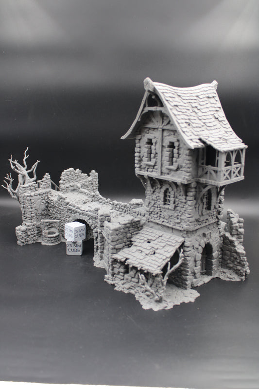 Tabletop Terrain Fantasy Estate Bridge Castle Tower Ruin Dnd RPG wargame skirmish 28-32mm
