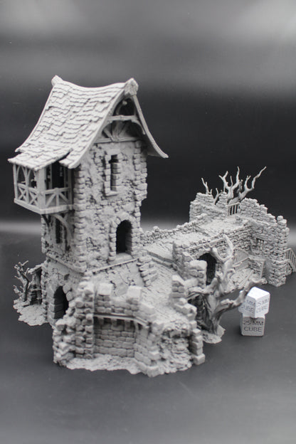 Tabletop Terrain Fantasy Estate Bridge Castle Tower Ruin Dnd RPG wargame skirmish 28-32mm