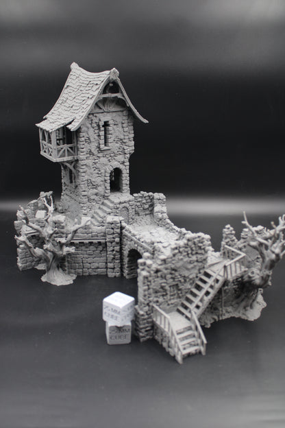 Tabletop Terrain Fantasy Estate Bridge Castle Tower Ruin Dnd RPG wargame skirmish 28-32mm