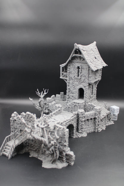 Tabletop Terrain Fantasy Estate Bridge Castle Tower Ruin Dnd RPG wargame skirmish 28-32mm