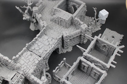 Tabletop Terrain Fantasy Estate Bridge Castle Tower Ruin Dnd RPG wargame skirmish 28-32mm