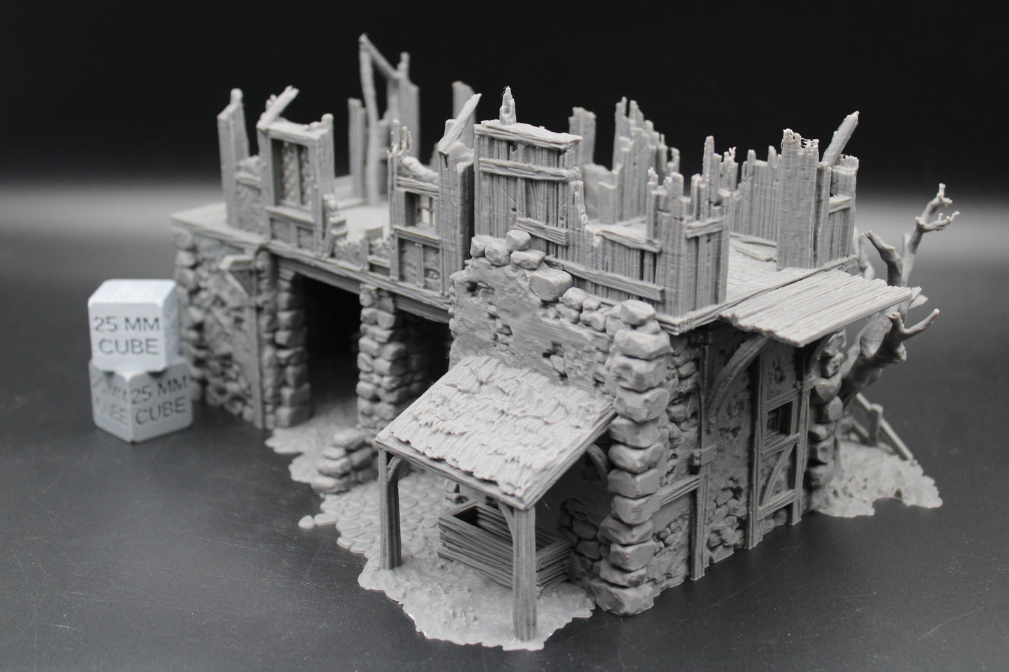 Tabletop Terrain Fantasy Barn Warehouse Storehouse Ruin Abandoned Dnd RPG wargame skirmish 28-32mm