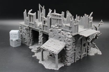 Tabletop Terrain Fantasy Barn Warehouse Storehouse Ruin Abandoned Dnd RPG wargame skirmish 28-32mm