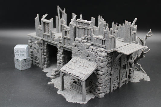 Tabletop Terrain Fantasy Barn Warehouse Storehouse Ruin Abandoned Dnd RPG wargame skirmish 28-32mm