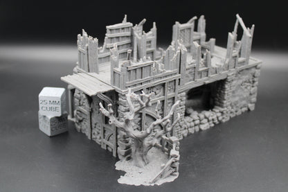 Tabletop Terrain Fantasy Barn Warehouse Storehouse Ruin Abandoned Dnd RPG wargame skirmish 28-32mm