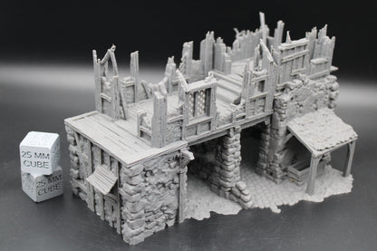 Tabletop Terrain Fantasy Barn Warehouse Storehouse Ruin Abandoned Dnd RPG wargame skirmish 28-32mm