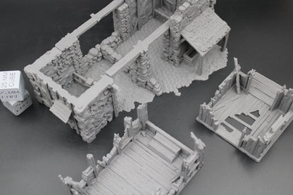 Tabletop Terrain Fantasy Barn Warehouse Storehouse Ruin Abandoned Dnd RPG wargame skirmish 28-32mm