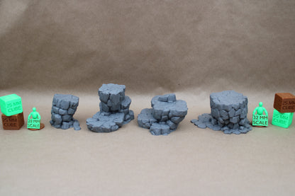 Tabletop Terrain Stone Lookout Platform Medium 4 Piece Set 28mm skirmish rpg wargame