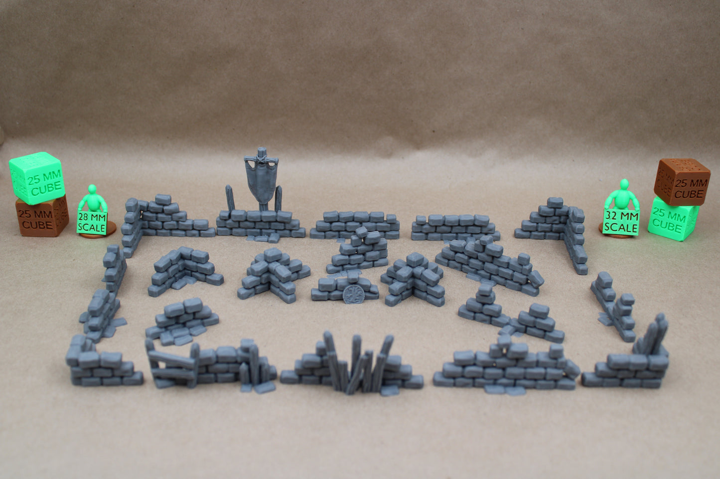 Tabletop Terrain Stone Wall Cover Scatter Ruins 21 Piece Set 28mm skirmish rpg wargame