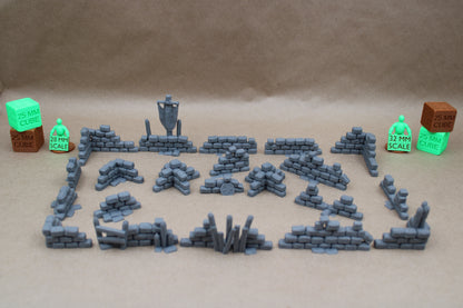 Tabletop Terrain Stone Wall Cover Scatter Ruins 21 Piece Set 28mm skirmish rpg wargame