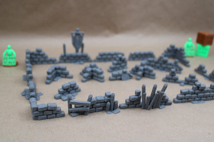 Tabletop Terrain Stone Wall Cover Scatter Ruins 21 Piece Set 28mm skirmish rpg wargame