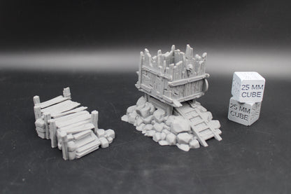 Tabletop Terrain Fantasy Ruin Siege Platform Ramp Pair Dnd RPG Wargame Skirmish 28mm