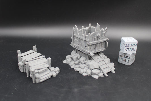 Tabletop Terrain Fantasy Ruin Siege Platform Ramp Pair Dnd RPG Wargame Skirmish 28mm