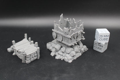 Tabletop Terrain Fantasy Ruin Siege Platform Ramp Pair Dnd RPG Wargame Skirmish 28mm