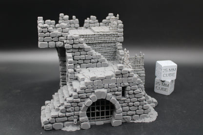 Tabletop Terrain Fantasy Jail Prison Keep Ruin Abandoned Dnd RPG wargame skirmish 28-32mm