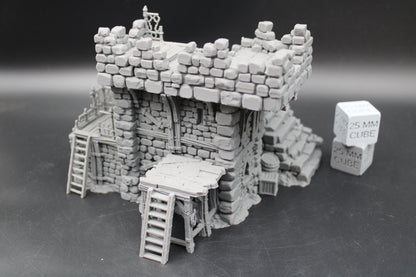 Tabletop Terrain Fantasy Jail Prison Keep Ruin Abandoned Dnd RPG wargame skirmish 28-32mm