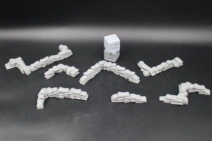 Tabletop Terrain Scatter Sandbag Set B 7 Piece Dnd RPG wargame skirmish 28-32mm