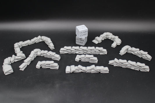 Tabletop Terrain Scatter Sandbag Set C 10 Piece Dnd RPG wargame skirmish 28-32mm