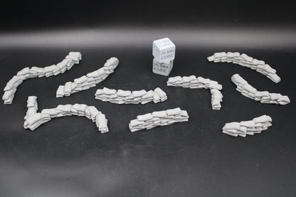 Tabletop Terrain Scatter Sandbag Set E 9 Piece Dnd RPG wargame skirmish 28-32mm