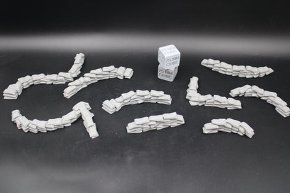 Tabletop Terrain Scatter Sandbag Set E 9 Piece Dnd RPG wargame skirmish 28-32mm