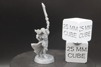 Cultist Female Fighter Raised Sword 32mm Miniature Dnd Skirmish