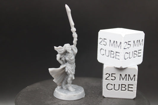 Cultist Female Fighter Raised Sword 32mm Miniature Dnd Skirmish