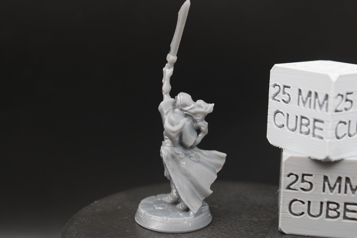Cultist Female Fighter Raised Sword 32mm Miniature Dnd Skirmish
