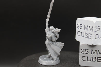 Cultist Female Fighter Raised Sword 32mm Miniature Dnd Skirmish