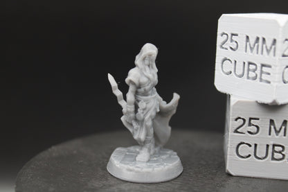 Cultist Female Hooded Fighter Jagged Sword 32mm Miniature Dnd Skirmish