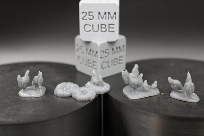 Farm Chicken Rooster Hen Chicks Set of 4 28mm 32mm Miniature Dnd Skirmish