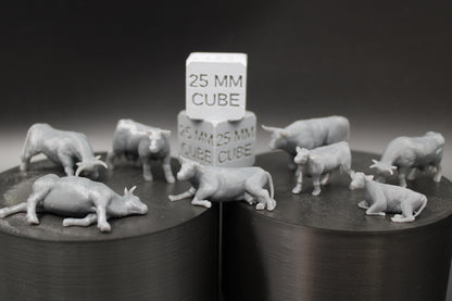Farm Cow Steer Bull Calf Set of 8 28mm 32mm Miniature Dnd Skirmish