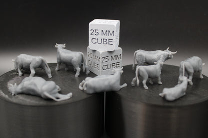Farm Cow Steer Bull Calf Set of 8 28mm 32mm Miniature Dnd Skirmish