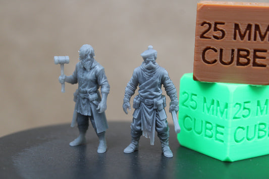 Cooper Carpenter Wheelwright Master Apprentice NPC Miniature Dnd RPG wargame skirmish 32mm