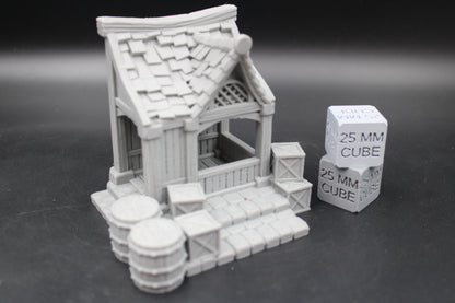 Tabletop Terrain Merchant Stall Shelter Workshop Storage Shed Dnd RPG wargame skirmish 28-32mm