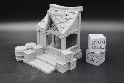 Tabletop Terrain Merchant Stall Shelter Workshop Storage Shed Dnd RPG wargame skirmish 28-32mm