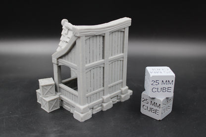 Tabletop Terrain Merchant Stall Shelter Workshop Storage Shed Dnd RPG wargame skirmish 28-32mm