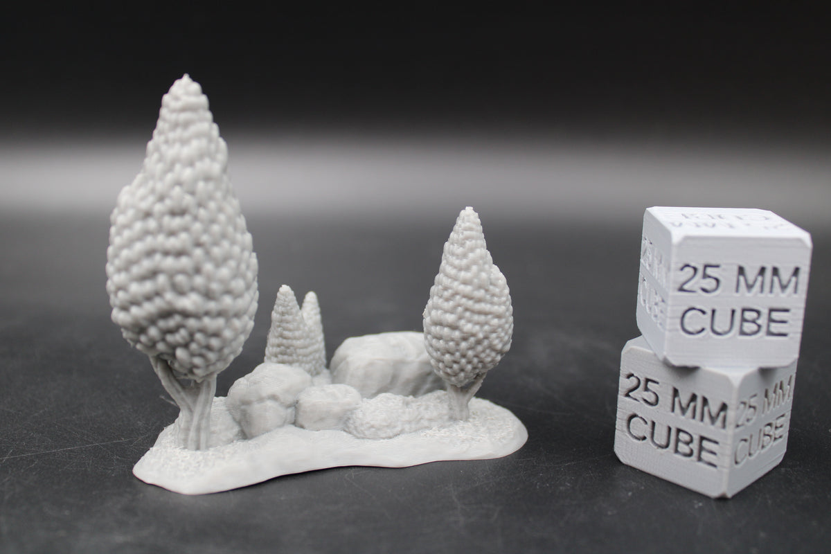 Tabletop Terrain Double Tree Shrub Rock Scatter Dnd RPG wargame skirmish 28-32mm