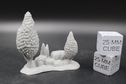 Tabletop Terrain Double Tree Shrub Rock Scatter Dnd RPG wargame skirmish 28-32mm