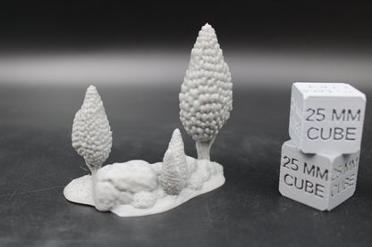Tabletop Terrain Double Tree Shrub Rock Scatter Dnd RPG wargame skirmish 28-32mm