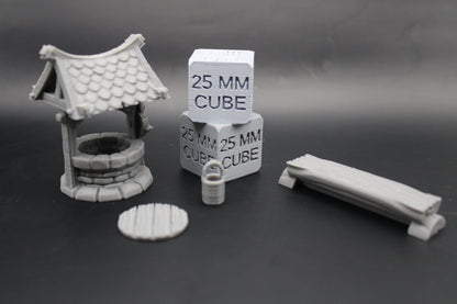 Tabletop Town Center Well Bucket Benches Dnd RPG Wargame Skirmish 28mm 32mm