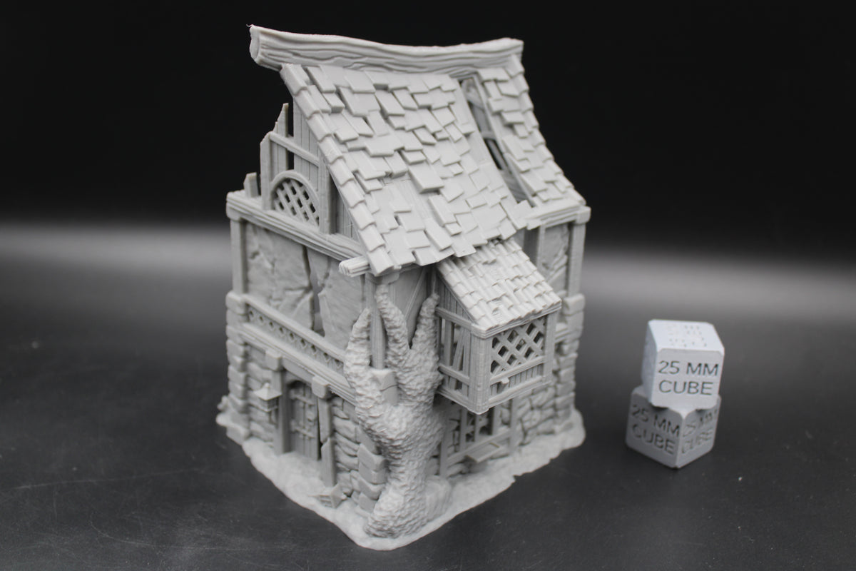 Tabletop Terrain Overgrown Guest Cottage Ruin Dnd RPG wargame skirmish 28-32mm