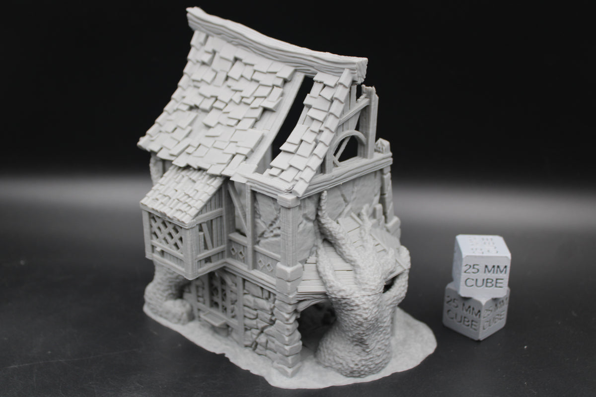 Tabletop Terrain Overgrown Guest Cottage Ruin Dnd RPG wargame skirmish 28-32mm
