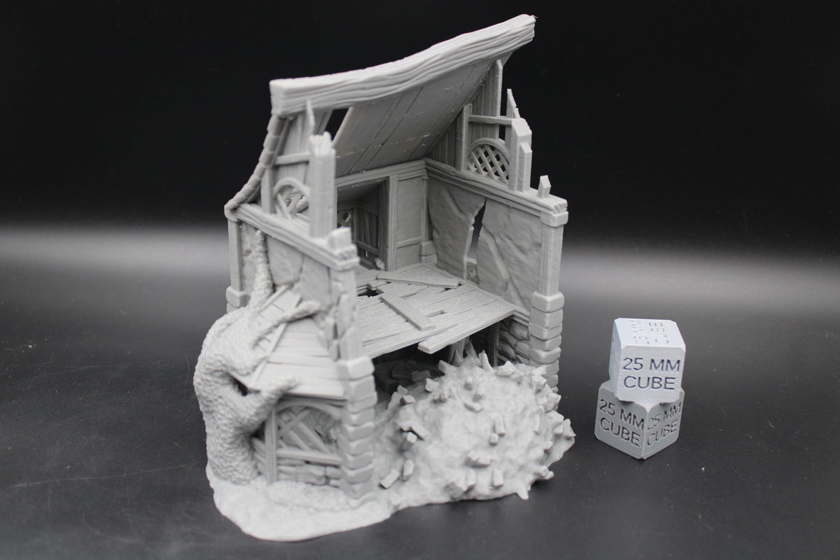 Tabletop Terrain Overgrown Guest Cottage Ruin Dnd RPG wargame skirmish 28-32mm
