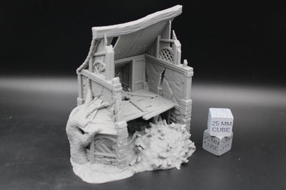 Tabletop Terrain Overgrown Guest Cottage Ruin Dnd RPG wargame skirmish 28-32mm