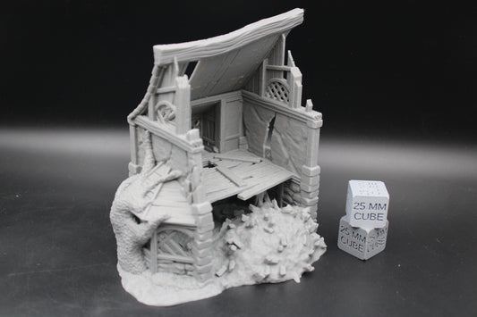 Tabletop Terrain Overgrown Guest Cottage Ruin Dnd RPG wargame skirmish 28-32mm
