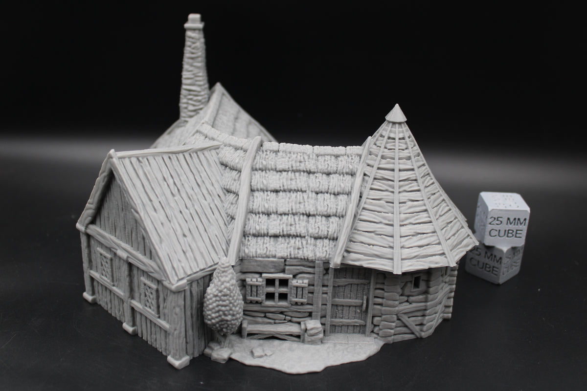 Tabletop Terrain Settler Homestead Thatch Roof House Dnd RPG wargame skirmish 28-32mm